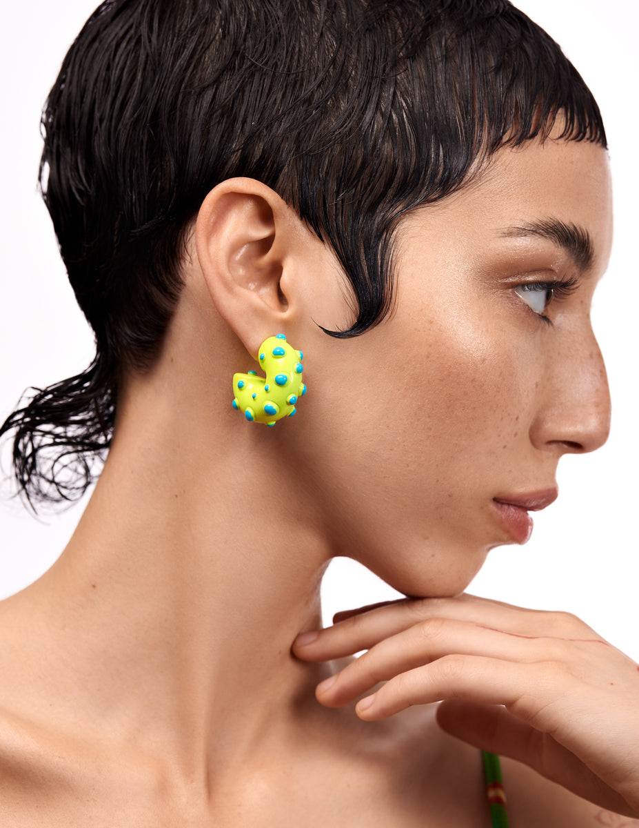 Color Pop Clear Earrings | Neon Yellow