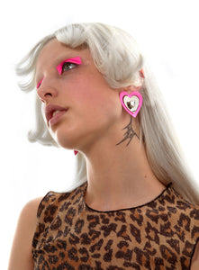 Pink Neon Heart Earrings