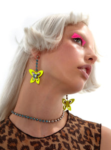 Yellow Neon Butterfly Earrings